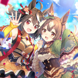 This is a pixiv picture whose title is キタサンブラックちゃんとサトノダイヤモンドちゃん.