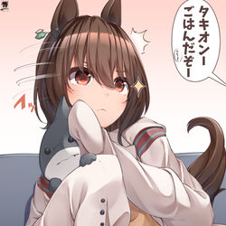 This is a pixiv picture whose title is 完全にモルモット君の飼育下にあるタキオン.