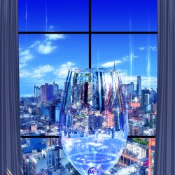 This is a pixiv picture whose title is ビー玉グラスと予言する猫.