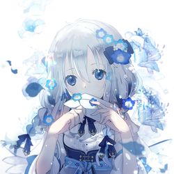 This is a pixiv picture whose title is 青い花.