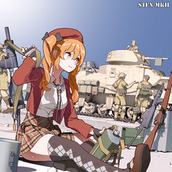 This is a pixiv picture whose title is Sten MkII.