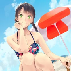 This is a pixiv picture whose title is どうかな肩まで砂に埋まった感想は？.