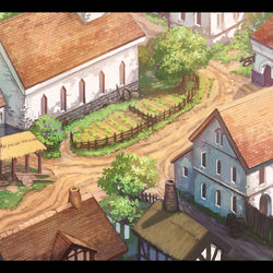 This is a pixiv picture whose title is のどかな村.