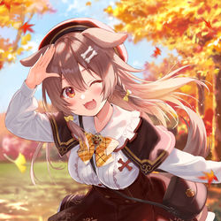 This is a pixiv picture whose title is 紅葉狩り.