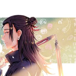 This is a pixiv picture whose title is 【呪術】外道先生.
