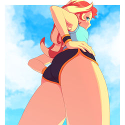 This is a pixiv picture whose title is Sunset Shimmer low angle.