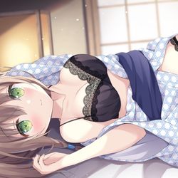 This is a pixiv picture whose title is 「あ、あんまりじーって見ちゃダメですよ？」.