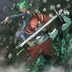 This is a pixiv picture whose title is ネクロマンサーとゾンビ.