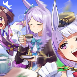 This is a pixiv picture whose title is ｽﾍﾟﾁｬﾝとレース中にスキルを発動するお嬢様と不沈艦.