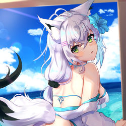 This is a pixiv picture whose title is 水着きーつね.