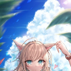 This is a pixiv picture whose title is 夏空とカミーズミコッテちゃん🐾.