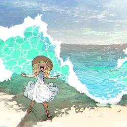 This is a pixiv picture whose title is 海よこーい！！.