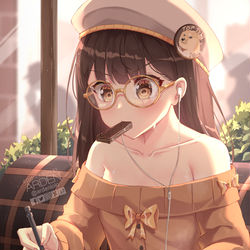 This is a pixiv picture whose title is カフェの女の子.