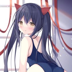 This is a pixiv picture whose title is 「どこ見てるの？」.
