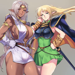This is a pixiv picture whose title is Adesso e Fortuna～乳と太もも.