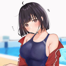 This is a pixiv picture whose title is スク水ボブちゃん！.