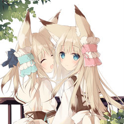 This is a pixiv picture whose title is きつねっこ姉妹.