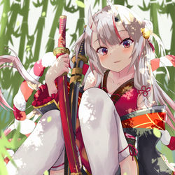 This is a pixiv picture whose title is 竹林で出会った不思議な娘/百鬼あやめ.