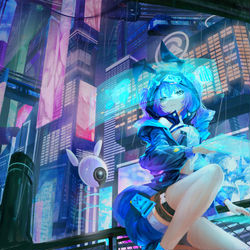 This is a pixiv picture whose title is 布洛妮的夜之城.