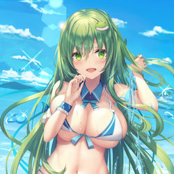This is a pixiv picture whose title is 水着早苗さん.