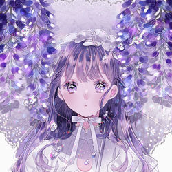 This is a pixiv picture whose title is 藤と雨.