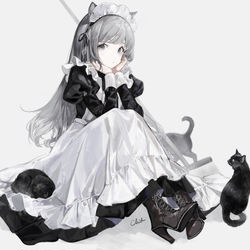 This is a pixiv picture whose title is 猫メイドさん.