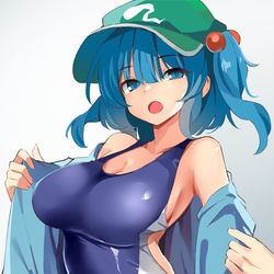 This is a pixiv picture whose title is 競泳水着にとり.