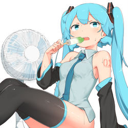 This is a pixiv picture whose title is 暑いミク.