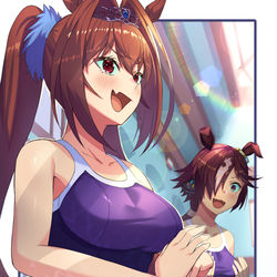 This is a pixiv picture whose title is 水泳勝負！の前に心が折れそうになっているウォッカ.