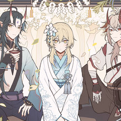 This is a pixiv picture whose title is Xiao Lumine Kazuha.