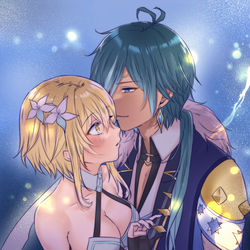 This is a pixiv picture whose title is 原神カプ絵まとめ（ガイ蛍多め.