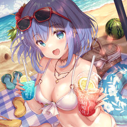 This is a pixiv picture whose title is ミソラちゃんと海で.