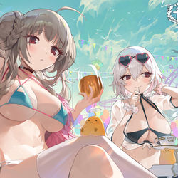 This is a pixiv picture whose title is 【アズールレーン】パステル色海辺.