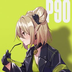 This is a pixiv picture whose title is P90.