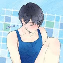 This is a pixiv picture whose title is スク水着せられた男の子.