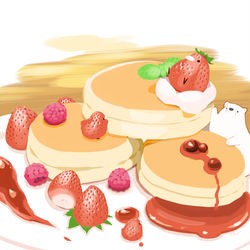 This is a pixiv picture whose title is 大きないちごのミニパンケーキ.