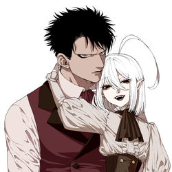 This is a pixiv picture whose title is 【創作BL】吸血鬼と人間のBL.