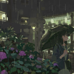 This is a pixiv picture whose title is 夜の雨.