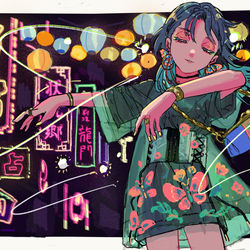 This is a pixiv picture whose title is 夜遊びホタル.