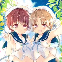 This is a pixiv picture whose title is かなた＆ソラの初夏の水兵さん.