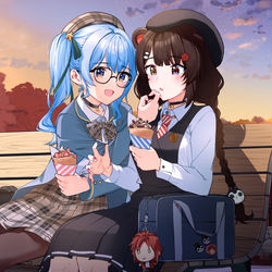 This is a pixiv picture whose title is 放課後のとこまち.