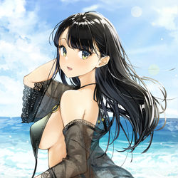 This is a pixiv picture whose title is 黒ビキニ！.