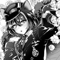 This is a pixiv picture whose title is ケモミミ軍服.