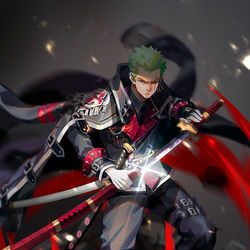 This is a pixiv picture whose title is 军装索隆.