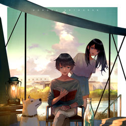 This is a pixiv picture whose title is 『初夏を読む』.