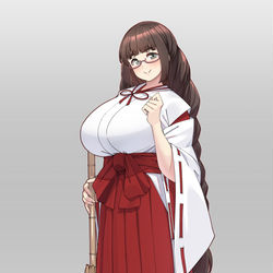 This is a pixiv picture whose title is 年末年始の神社に出現するどこにでもいるタイプの巫女(アルバイト).