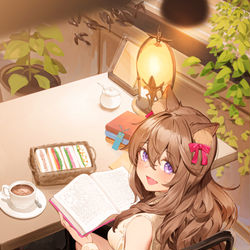 This is a pixiv picture whose title is うちのこのカフェ(NFT).
