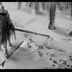 This is a pixiv picture whose title is 足跡.