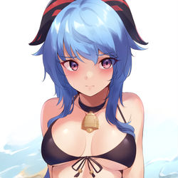 This is a pixiv picture whose title is ホットパンツビキニな甘雨チャン.