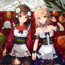 This is a pixiv picture whose title is Green tea and Black tea.